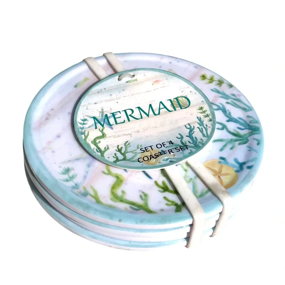 Mermaid Melamine Coasters, Set of 4